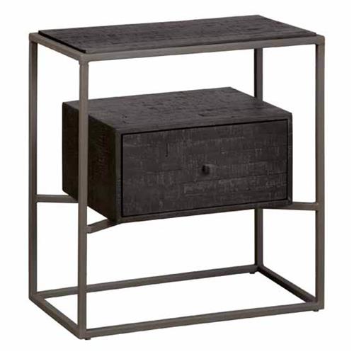 Cascia Wall table with 1 drawer | Recycled Teak | Black