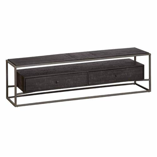 Cascia TV cabinet with 2 drawers | Recycled Teak | Black