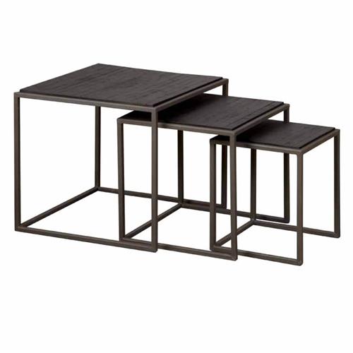 Fanna Side tables - set of 3 | Recycled Teak | Black