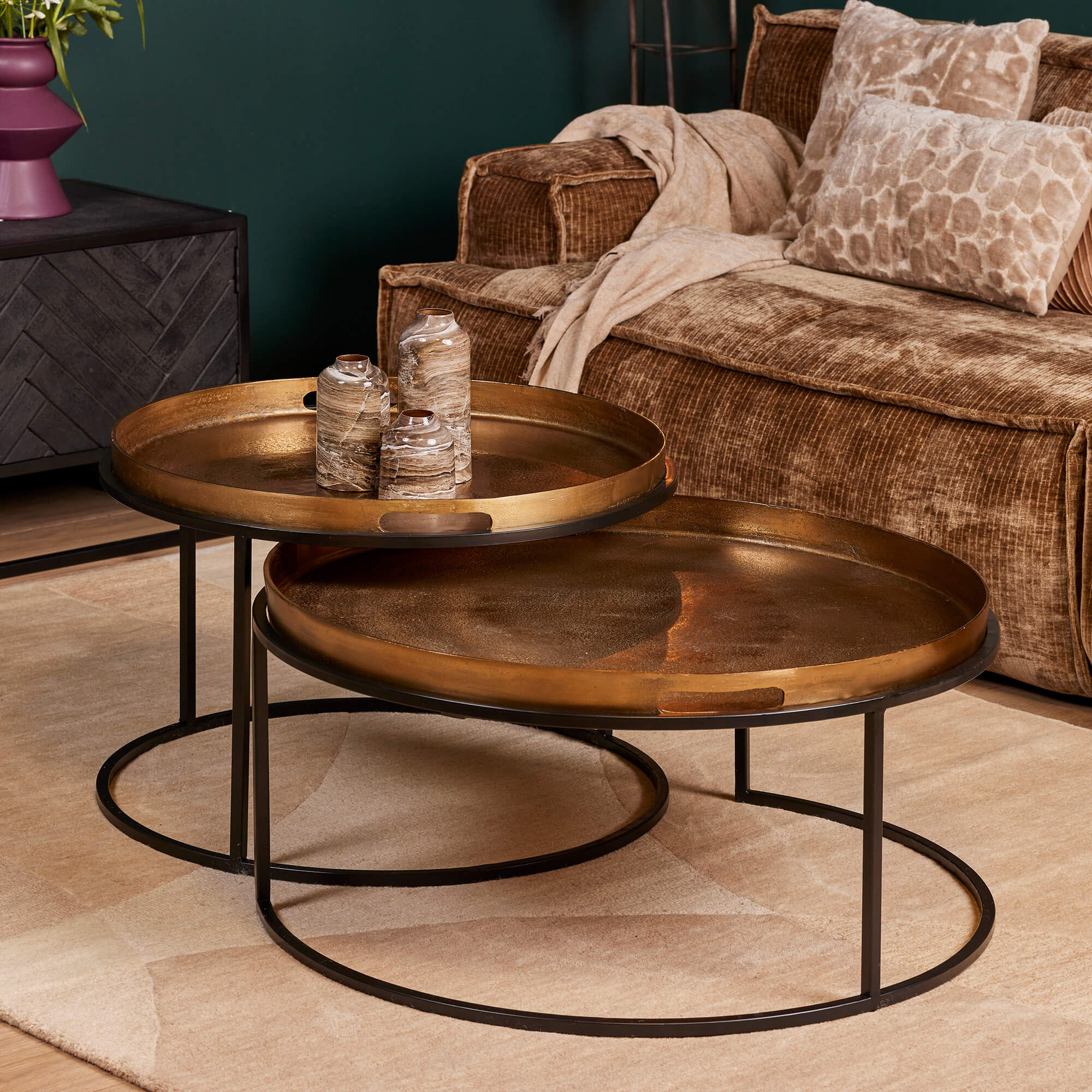 Coffee table Natural | Puck | round | 38(h) x 78 cm