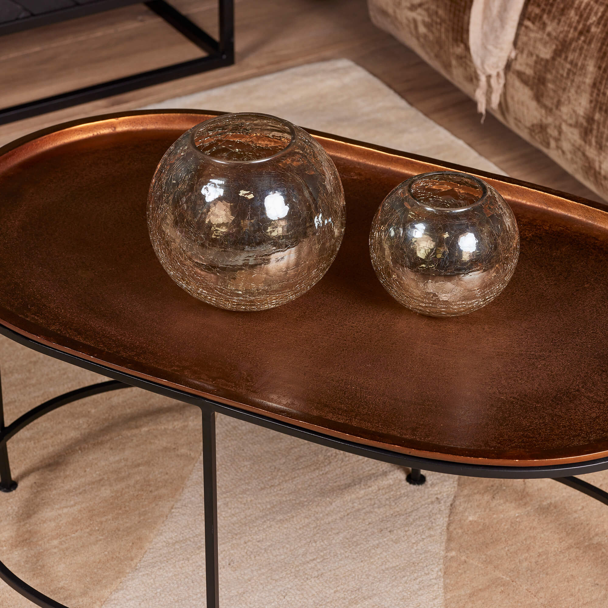 Oval coffee tables Natural | Brass | oval | x 50 x 45(h) cm