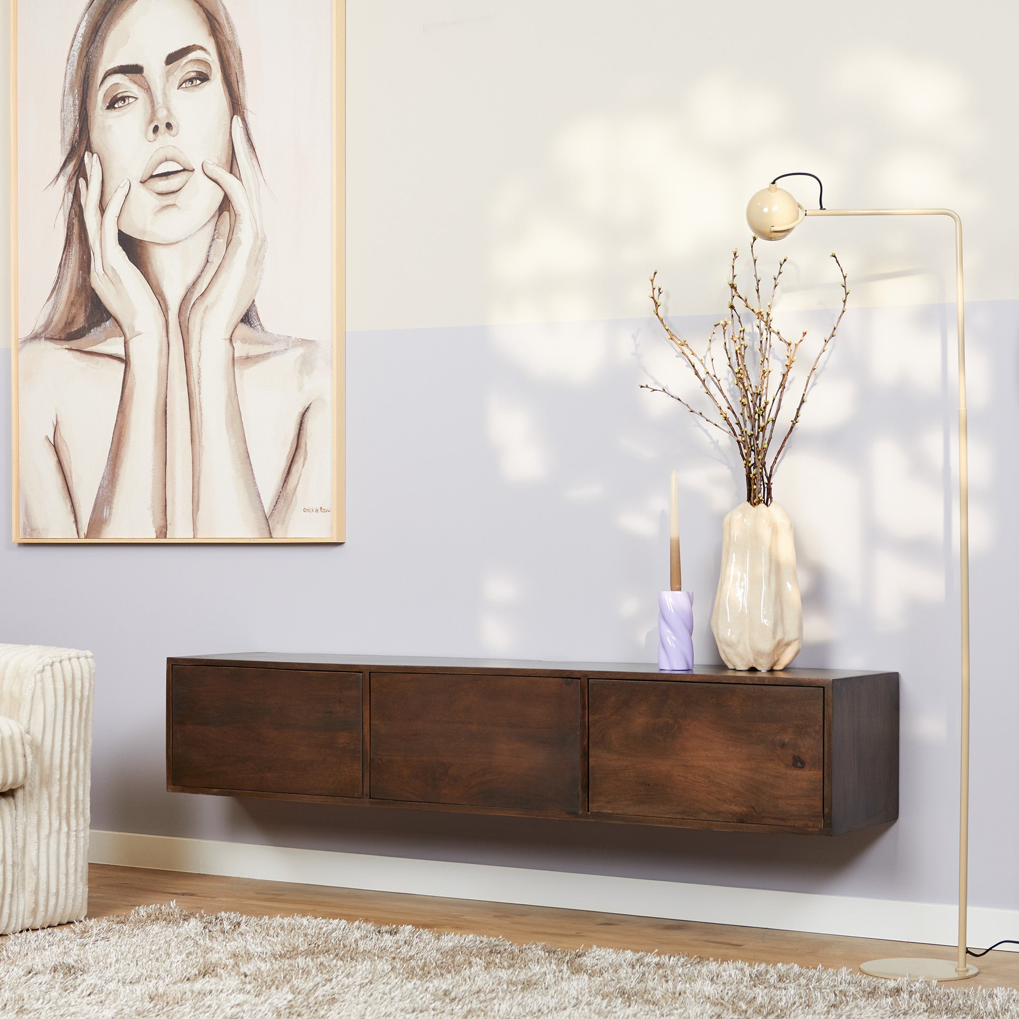 Zwevend TV-meubel Vision Walnut | 160 cm