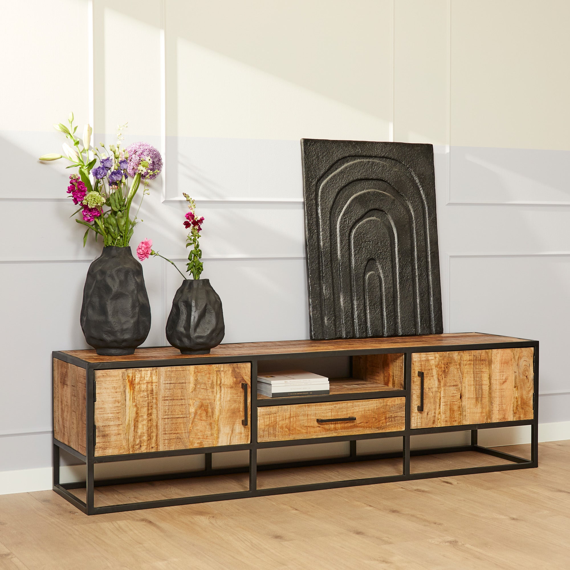 TV unit Natural | Denver | Mango wood | 180 x 180 x 50(h) cm