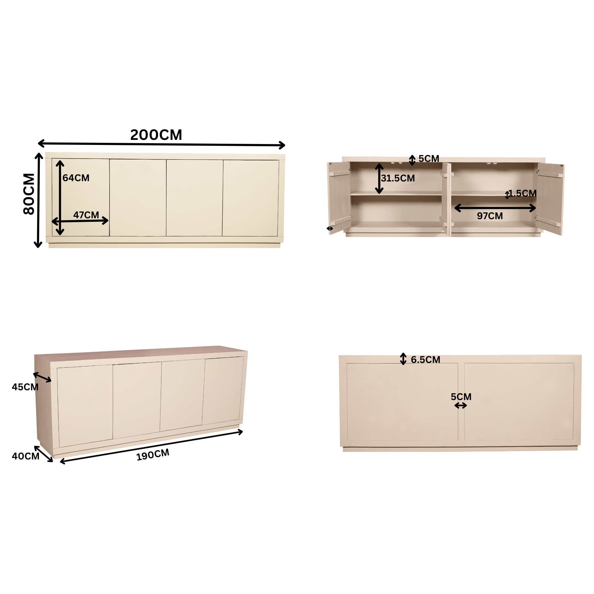 Sideboard Brussels 4 doors | 200 cm