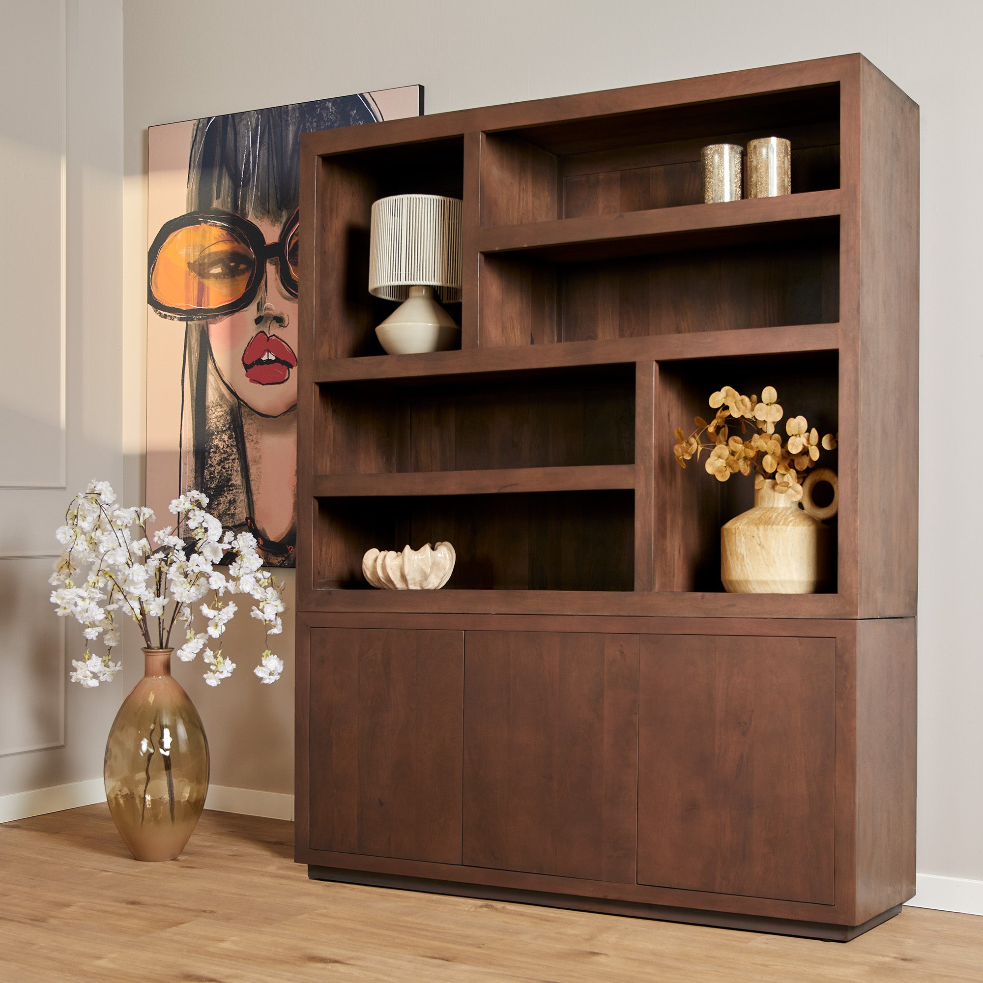 Vakkenkast Brussel Walnut XL | 160 cm