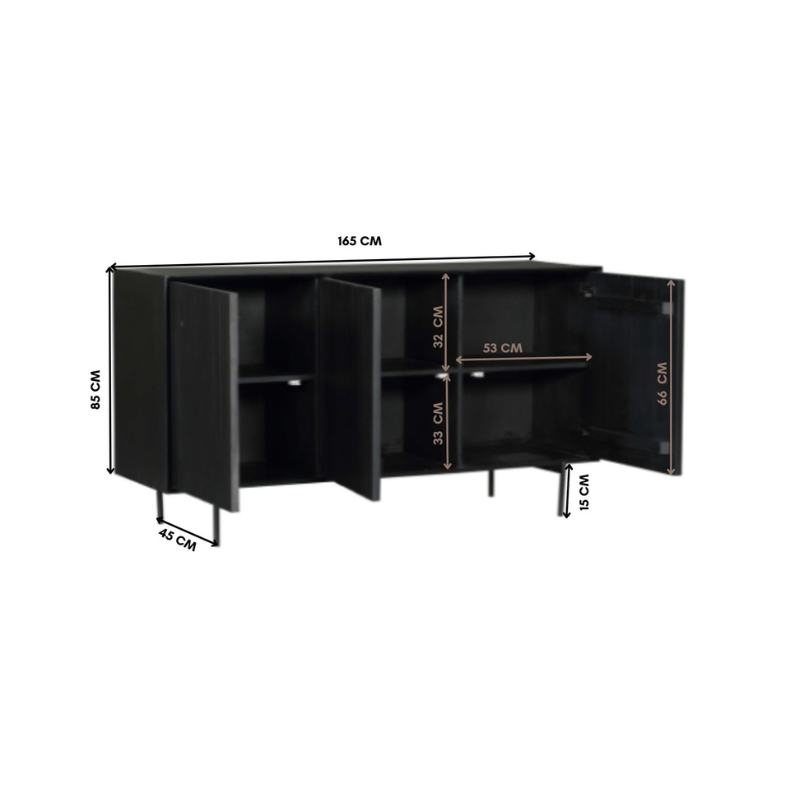 Dressoir Madison Black | 165 cm