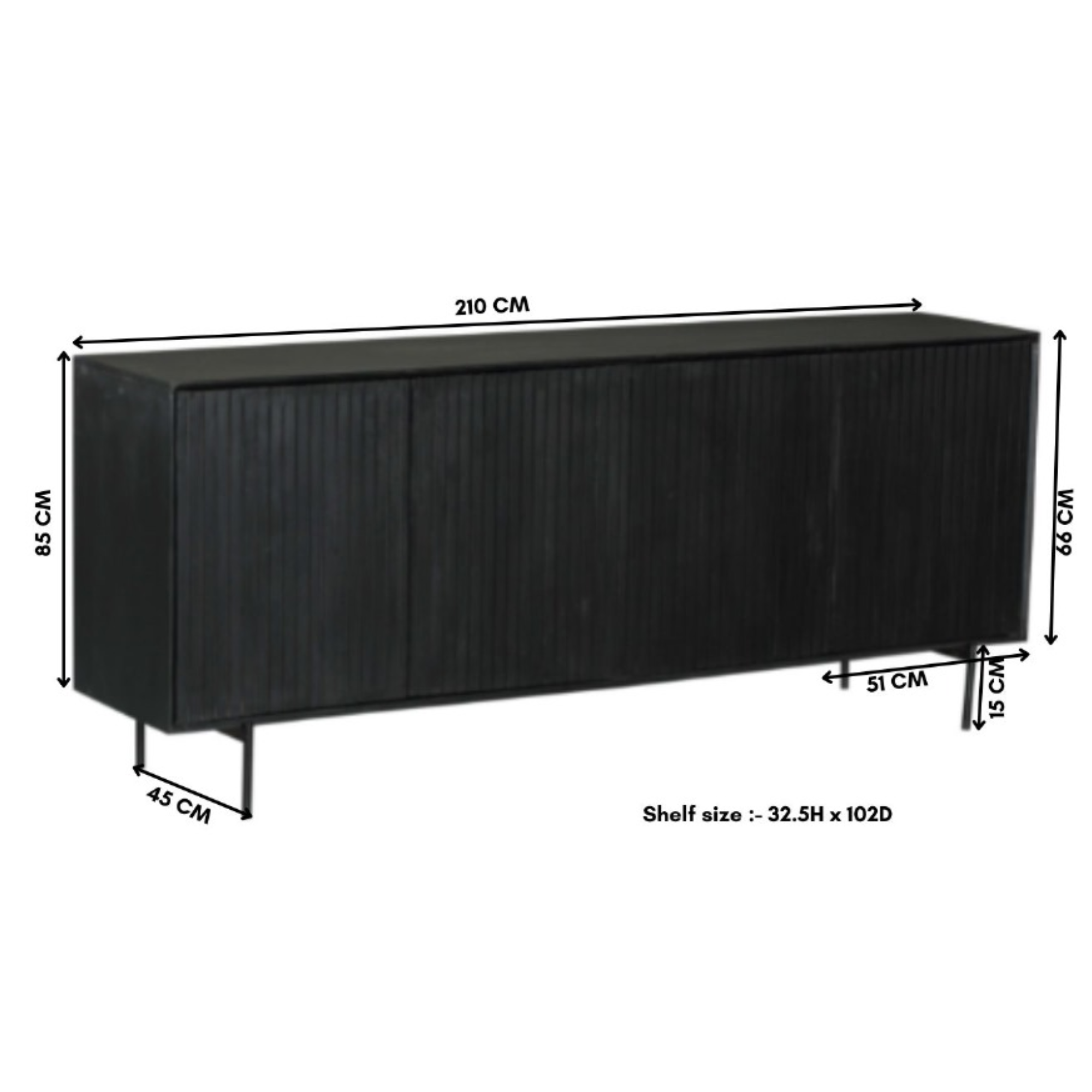 Dressoir Madison Black | 210 cm