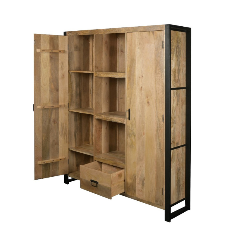 bookcase Natural | Boaz | Mango wood | 21 x 150 x 180(h) cm
