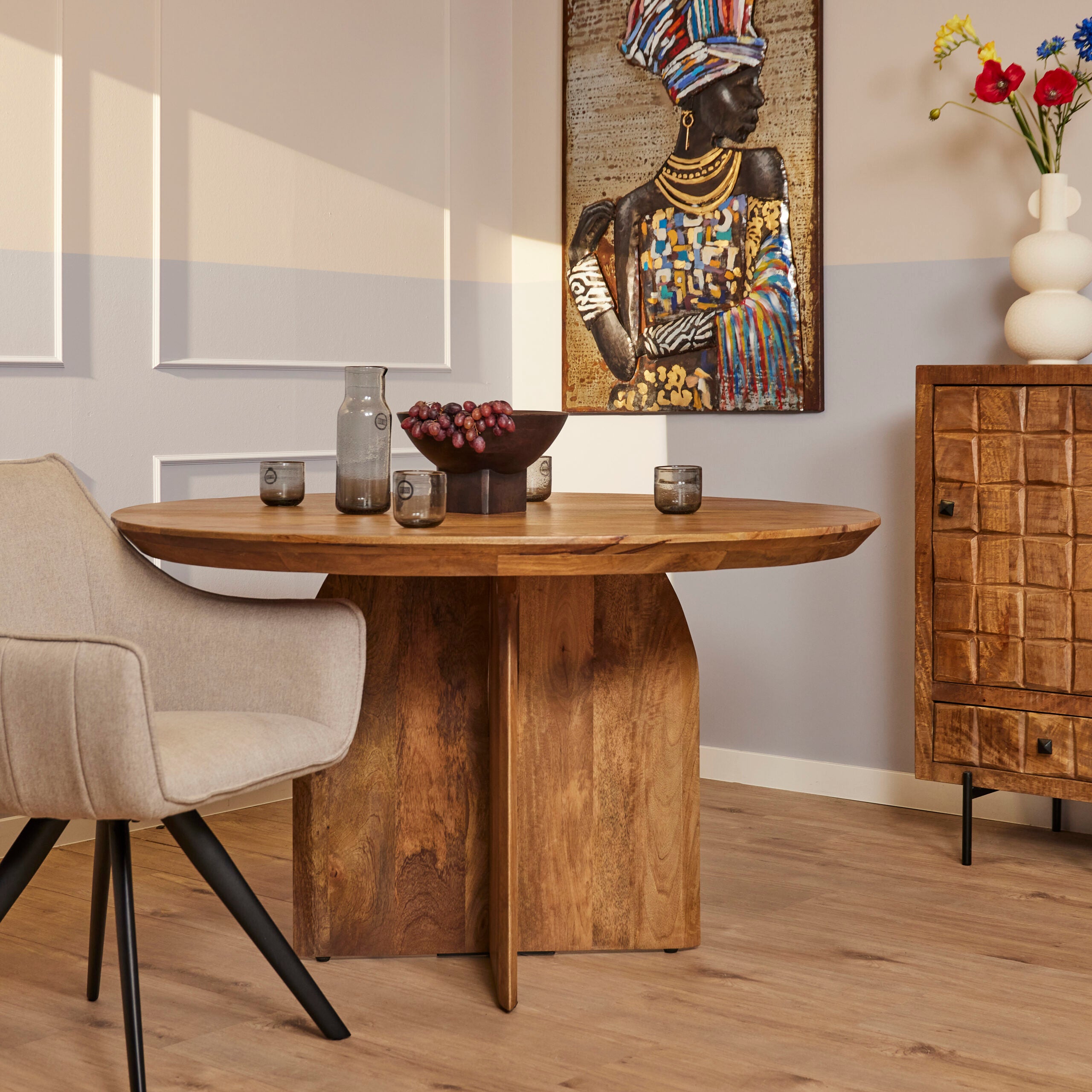 Dining room table Natural | round | 76(h) x 130 cm
