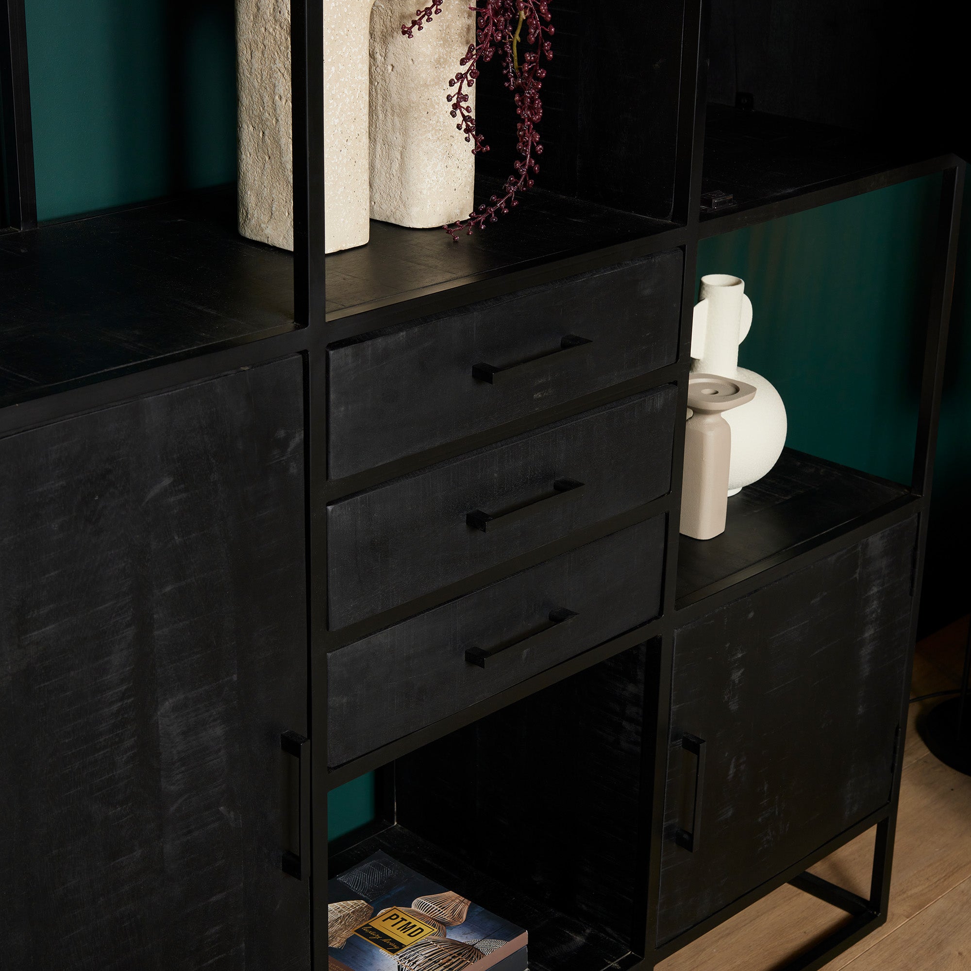 black compartment cabinet | Denver | Mango wood | x 160 x 200(h) cm