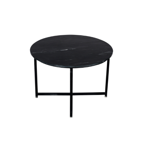 Coffee table black | round | Marble | 45(h) x : 7 cm