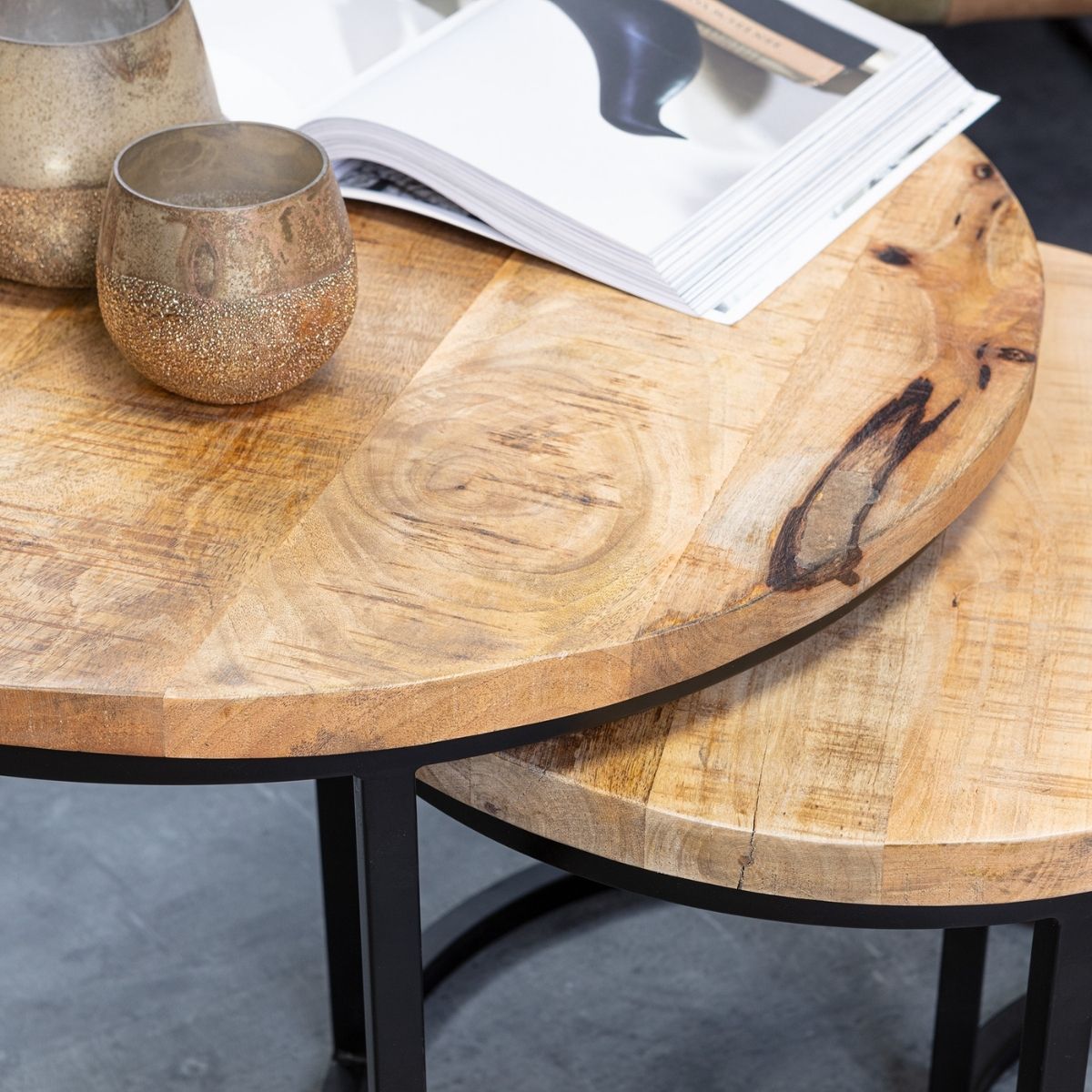 Coffee table Natural | Denver | round | Mango wood | 38(h) x Ø70