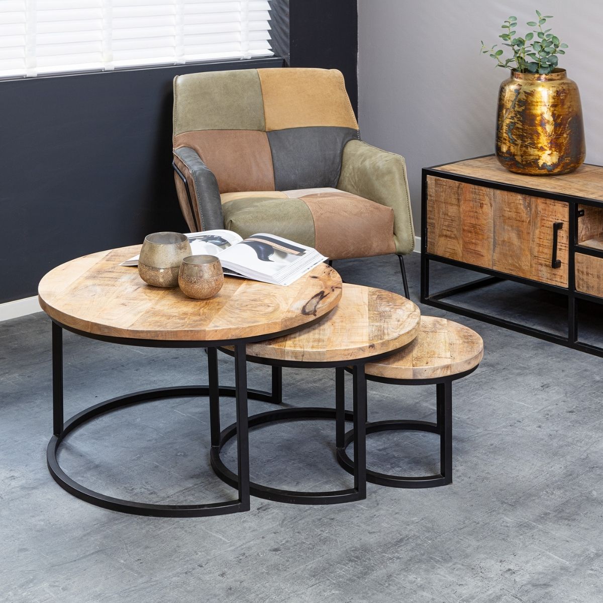 Coffee table Natural | Denver | round | Mango wood | 38(h) x Ø70