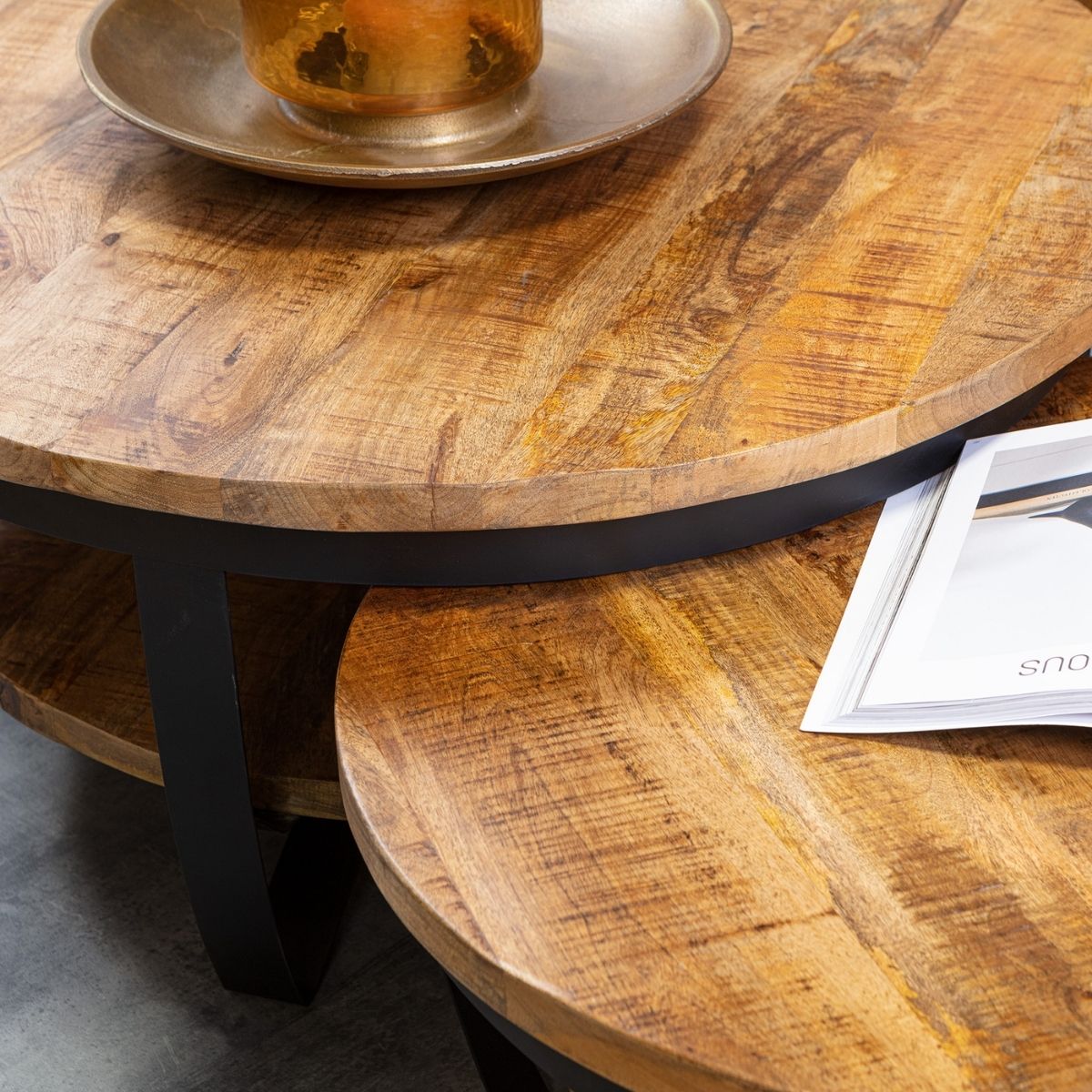 Coffee table Natural | Paras | round | Mango wood | 43(h) x Ø90