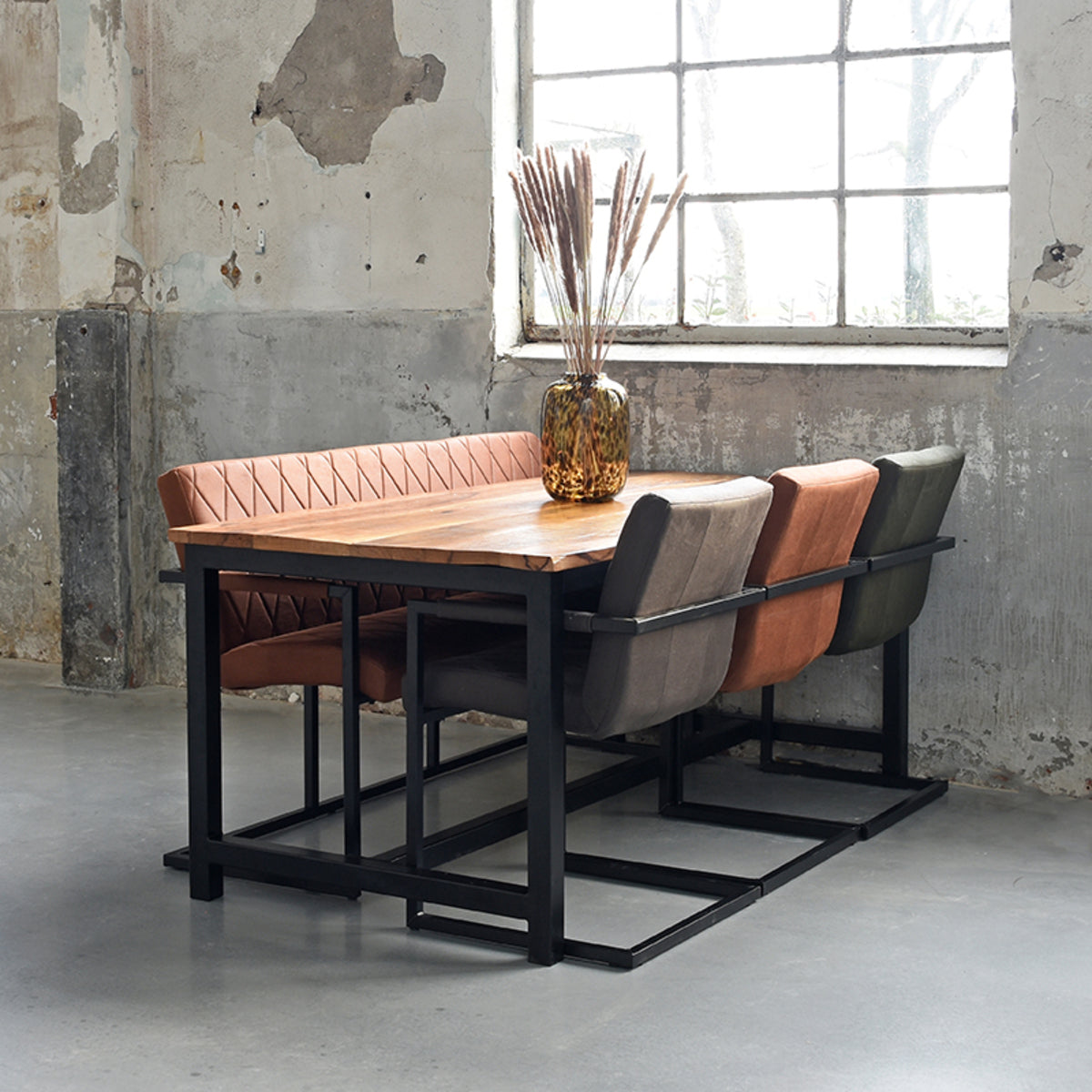 LABEL51 Dining room sofa Denmark - Cognac - Microfiber - 155 cm