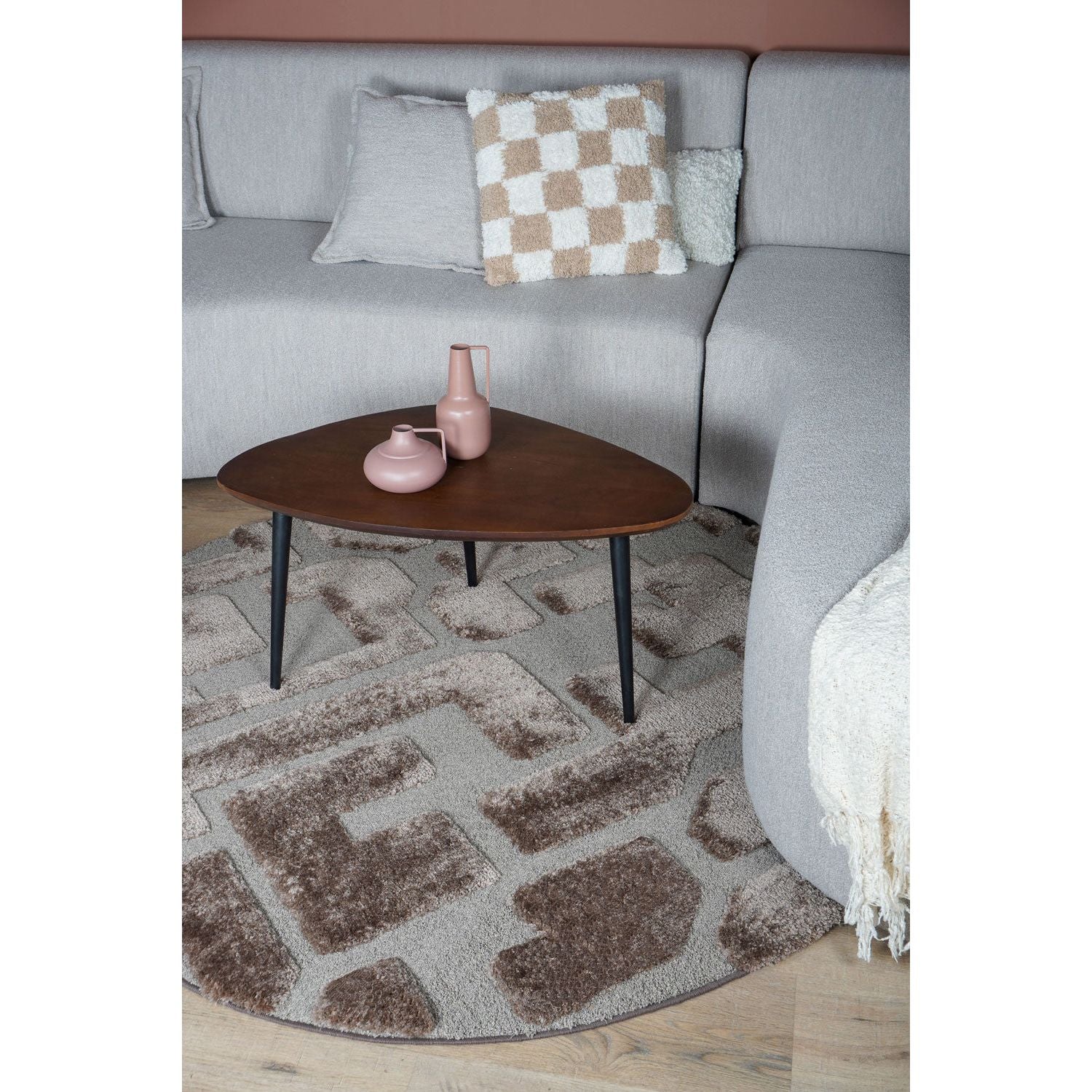 Vloerkleed Liana Bruin Rond ø160 cm