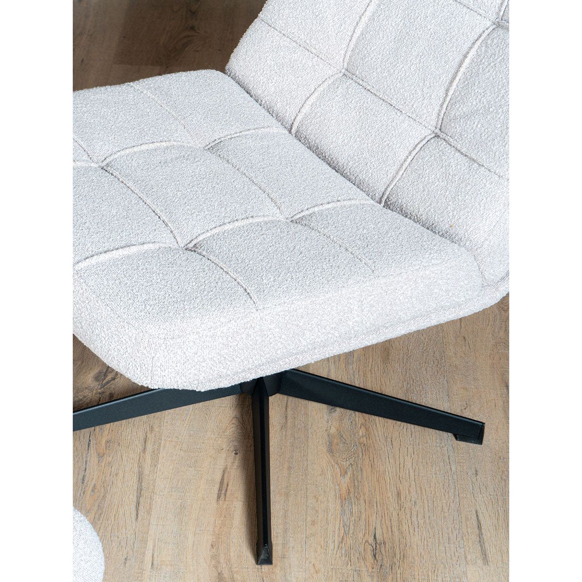 Fauteuil Aiden + Hocker - Bouclé - Naturel