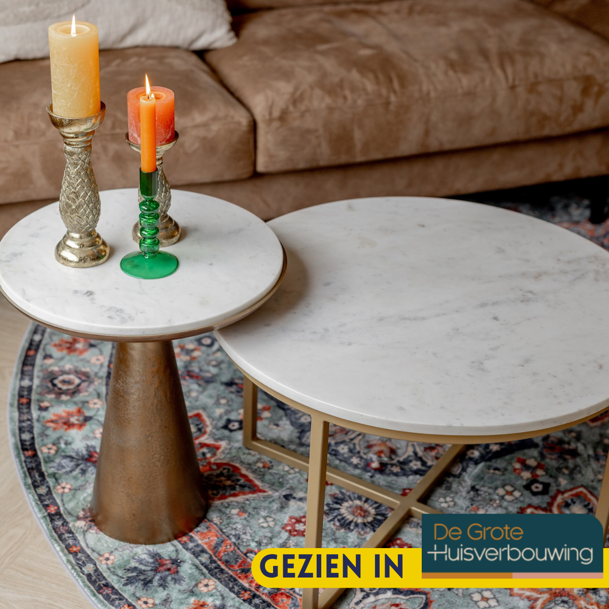 Coffee table Natural | round | Marble | 50(h) x : 4 cm