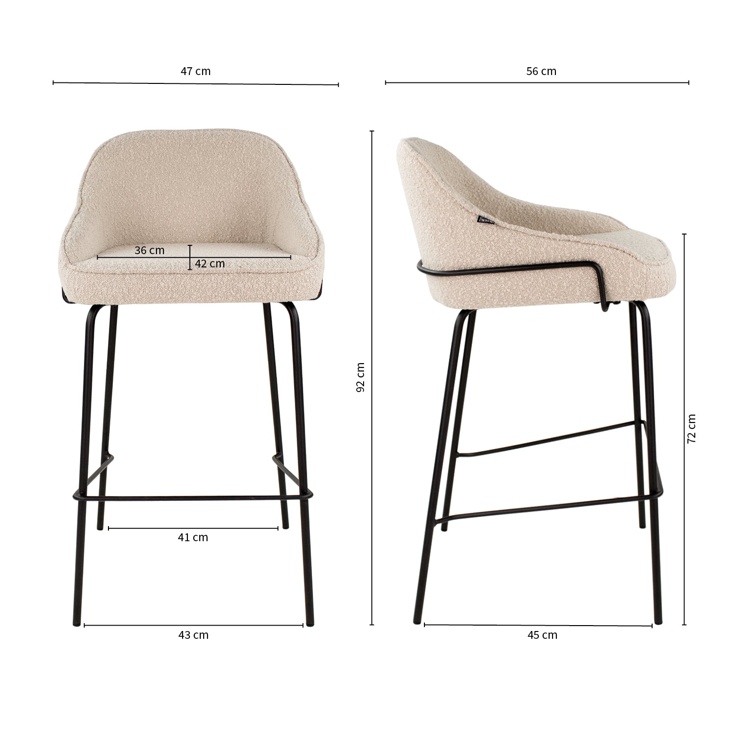 Kick barkruk Sepp - Bouclé