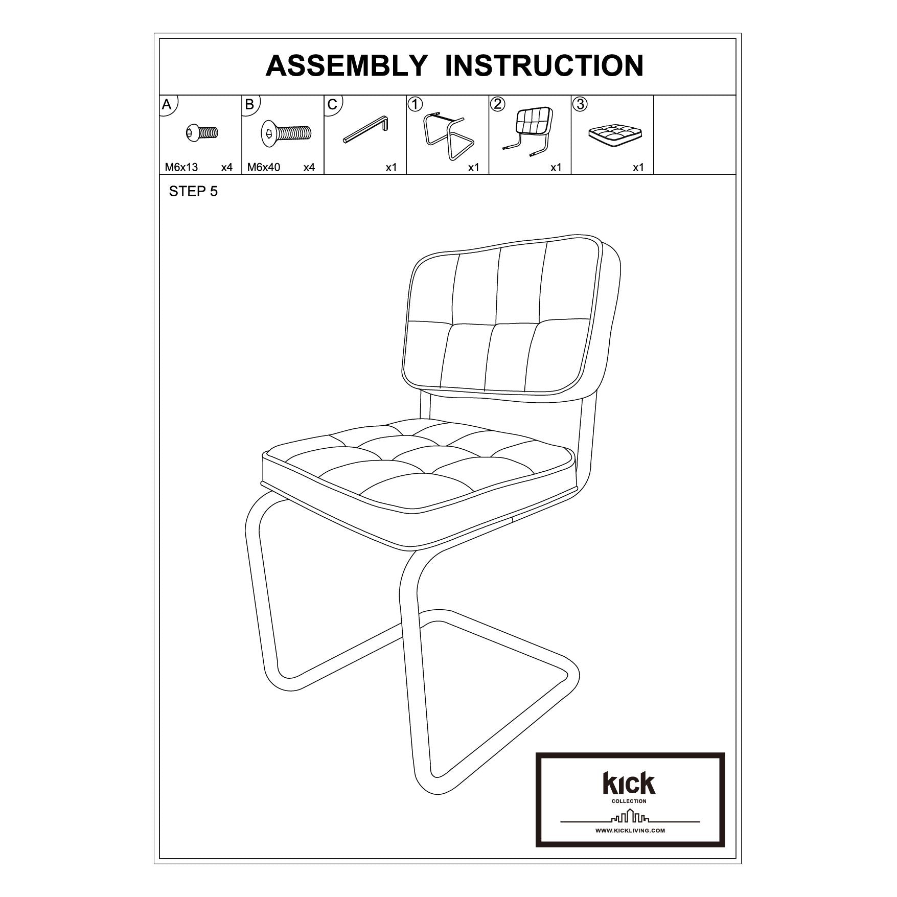 Kick dining room chair Tubular frame Yves