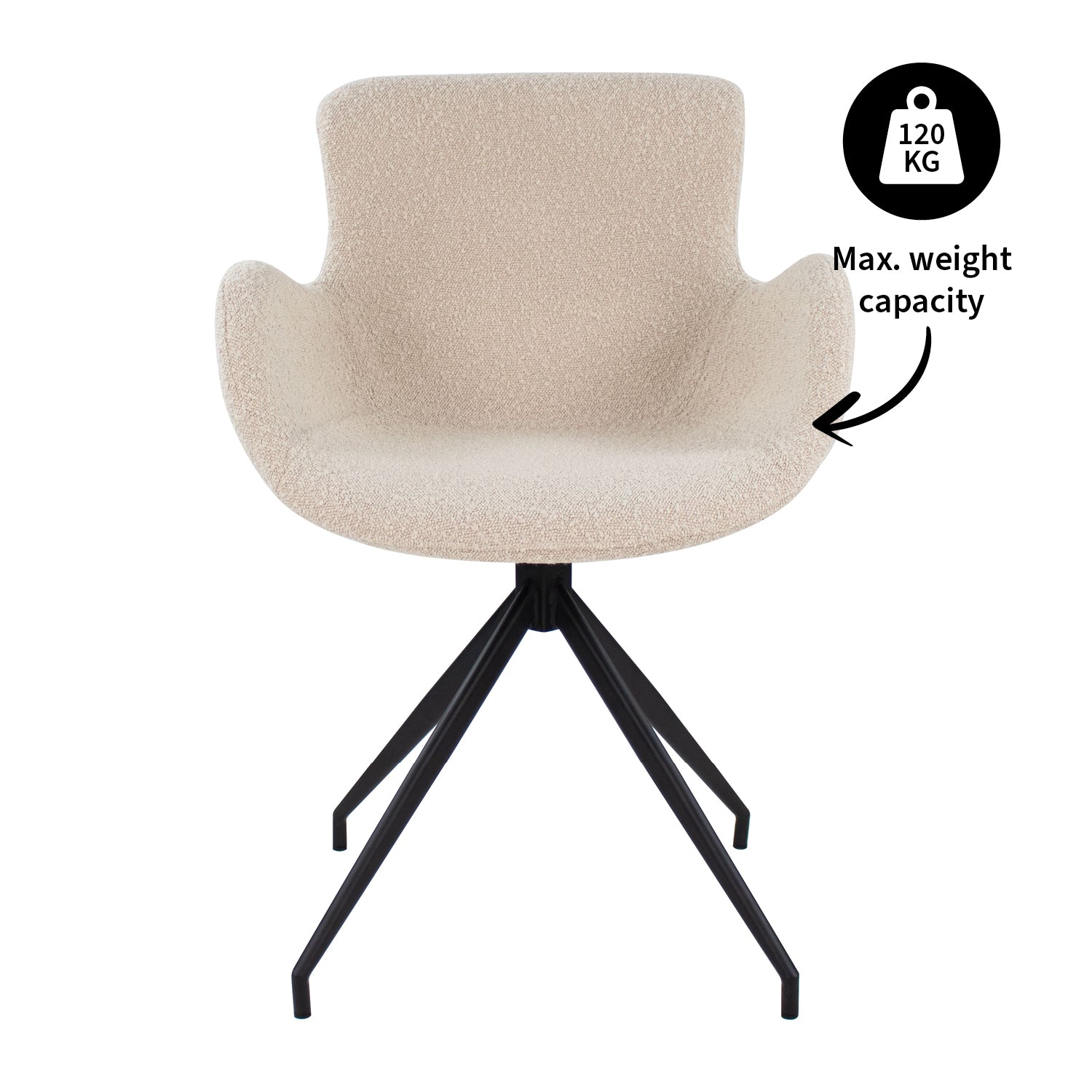 Kick swivel chair Novi - Bouclé