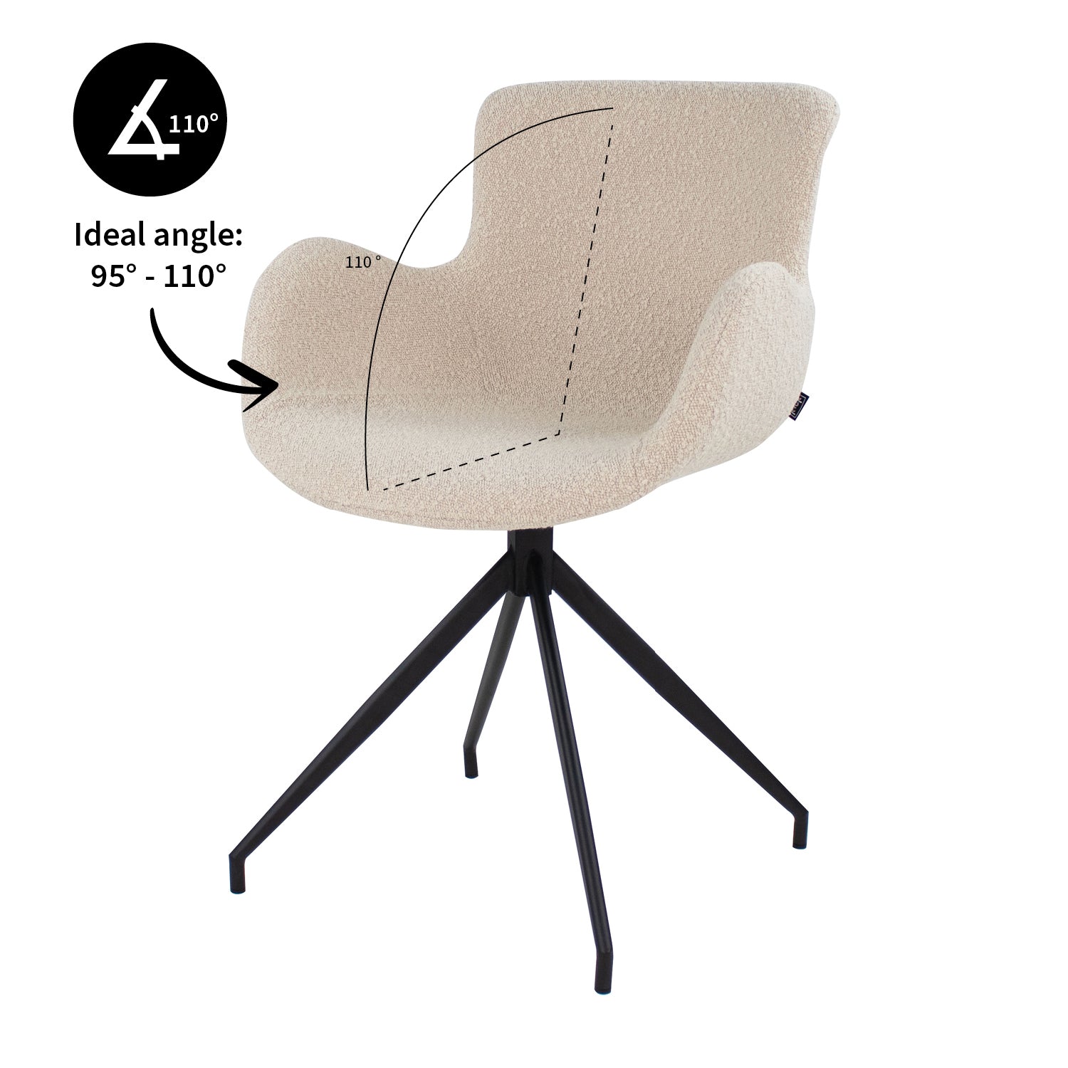 Kick swivel chair Novi - Bouclé