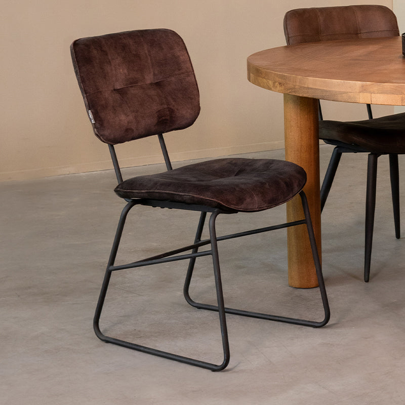 LABEL51 Eetkamerstoel Dez - Antraciet - Velours - Zwart