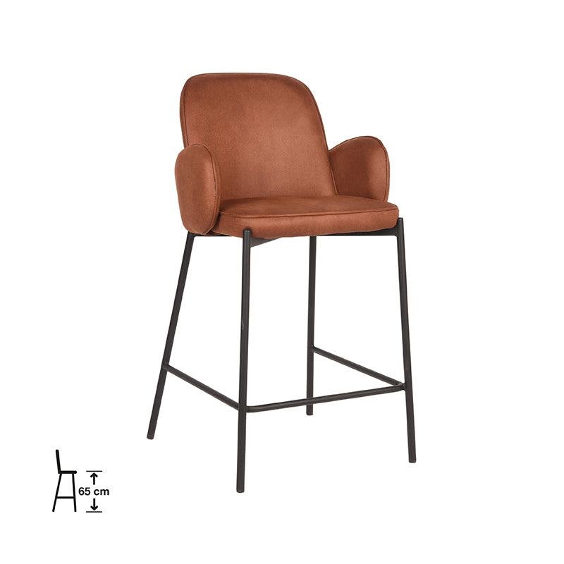 LABEL51 Barkruk Jari - Cognac - Microvezel - Laag