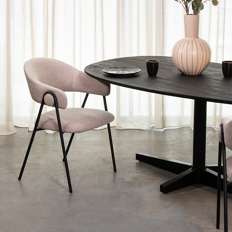 LABEL51 Eetkamerstoel Lowen - Naturel - Boucle - Zwart