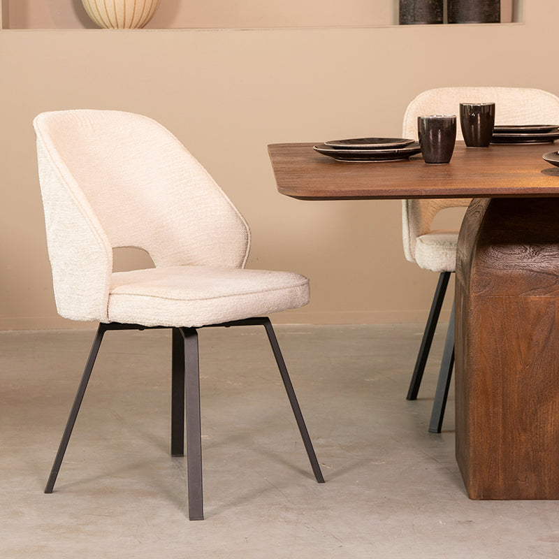 LABEL51 Eetkamerstoel Lewis - Creme - Elegance - Zwart