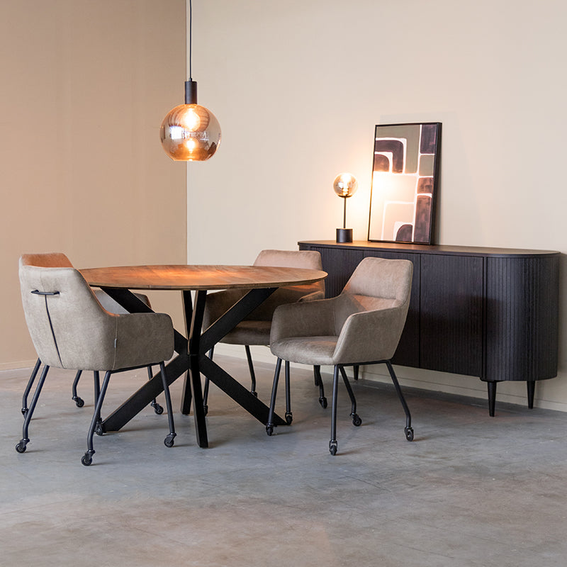 LABEL51 Eetkamerstoel Lenny - Taupe - Micro Suede - Zwart