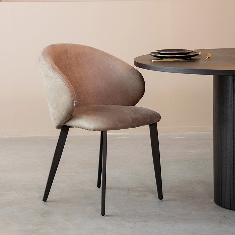 LABEL51 Eetkamerstoel Logan - Taupe - Micro Suede - Zwart