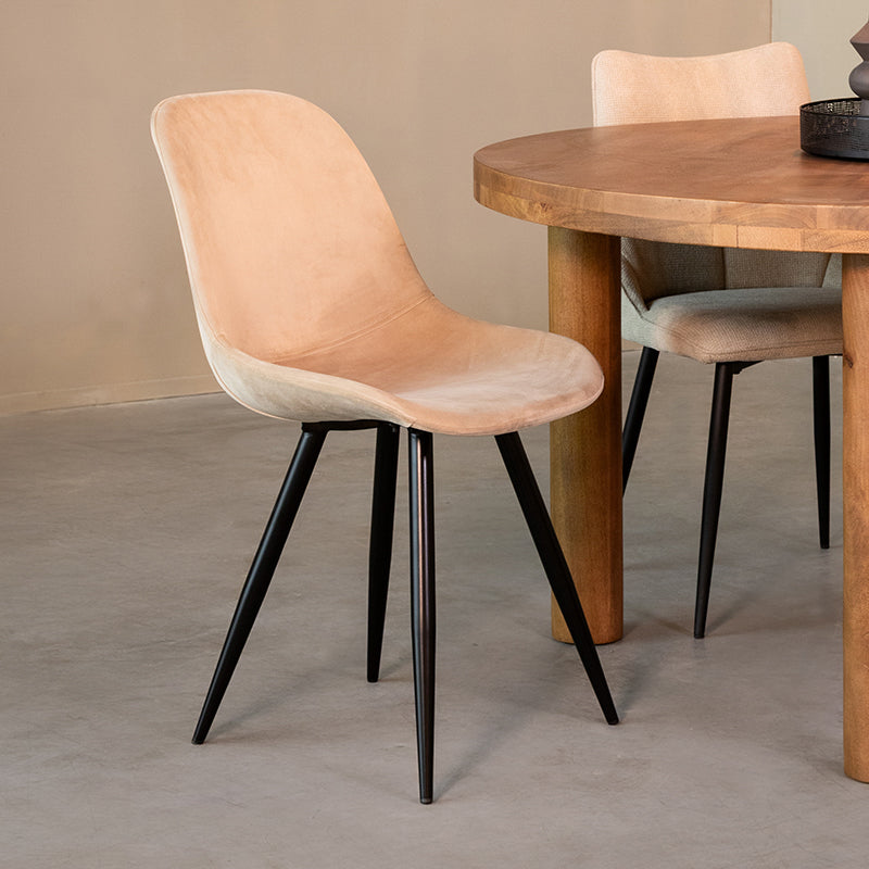 LABEL51 Eetkamerstoel Capri - Zand - Fluweel - Zwart Metalen