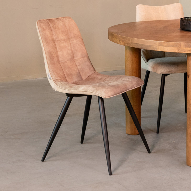 LABEL51 Eetkamerstoel Jelt - Zand - Velours - Zwart Metalen