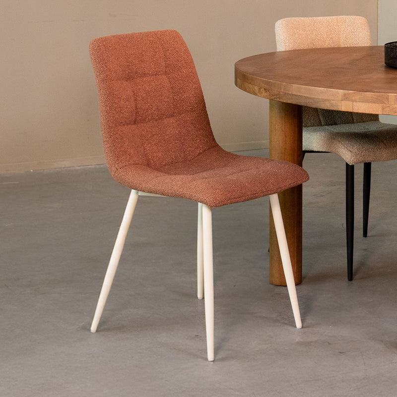 LABEL51 Eetkamerstoel Nino - Terra - Boucle - Wit Metalen