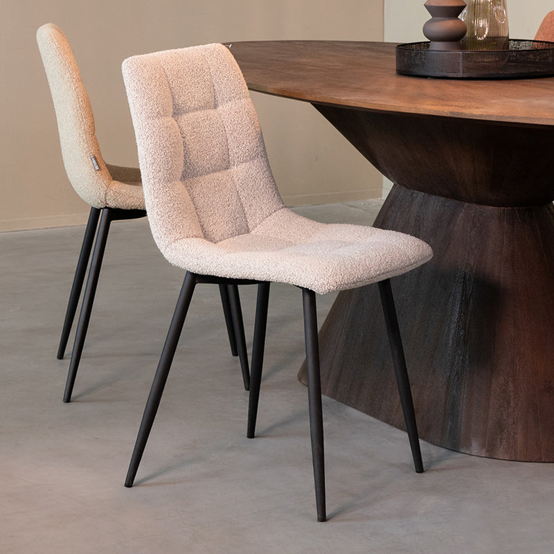 LABEL51 Eetkamerstoel Juul - Champagne - Boucle - Zwart