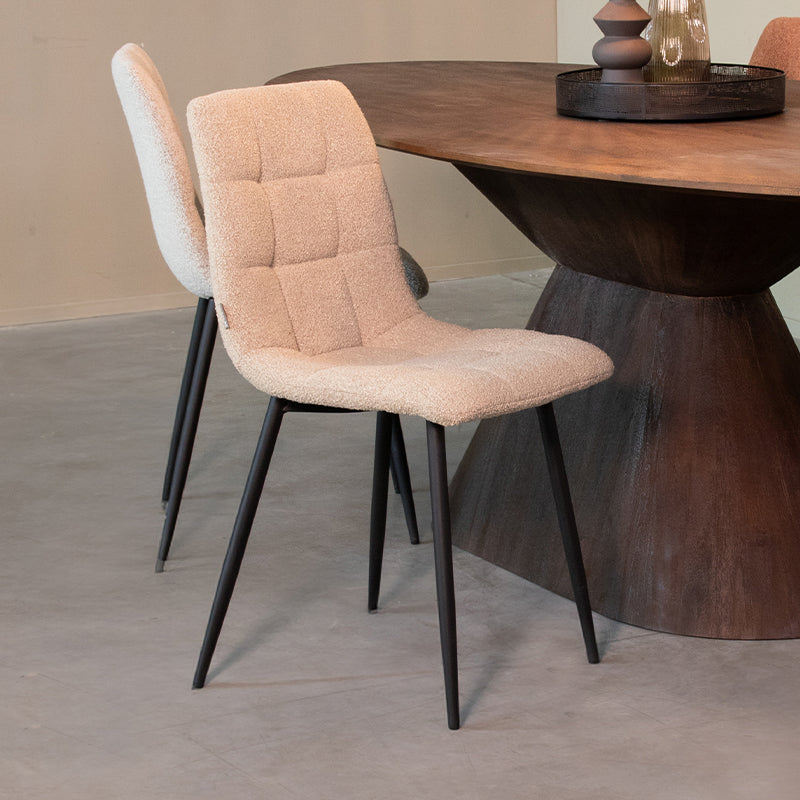 LABEL51 Eetkamerstoel Juul - Zand - Boucle - Zwart Metalen