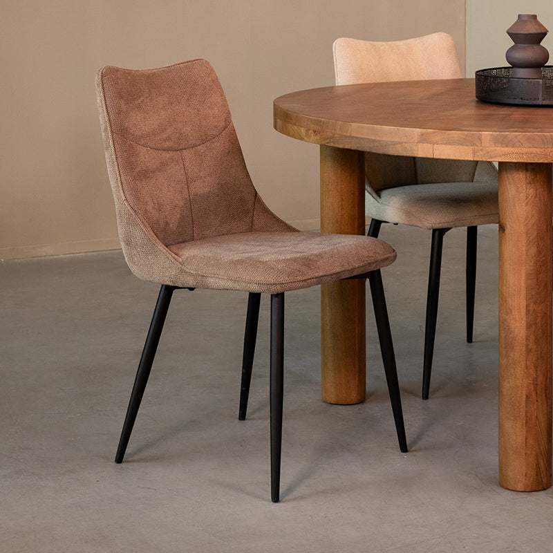 LABEL51 Eetkamerstoel Riv - Clay - Stof - Zwart Metalen