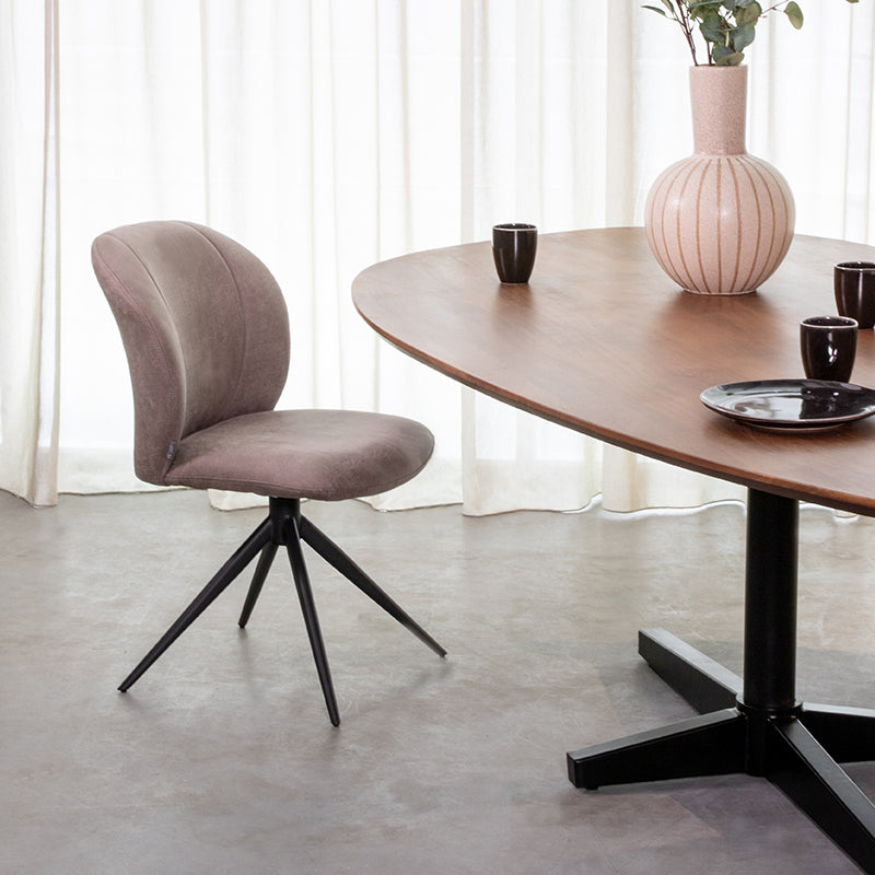 LABEL51 Eetkamerstoel Kimo - Naturel - Boucle - Zwart