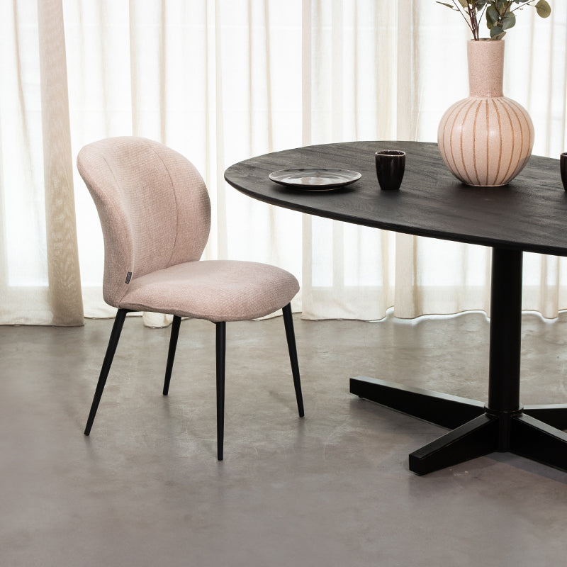 LABEL51 Eetkamerstoel Vino - Naturel - Elite - Zwart Metalen