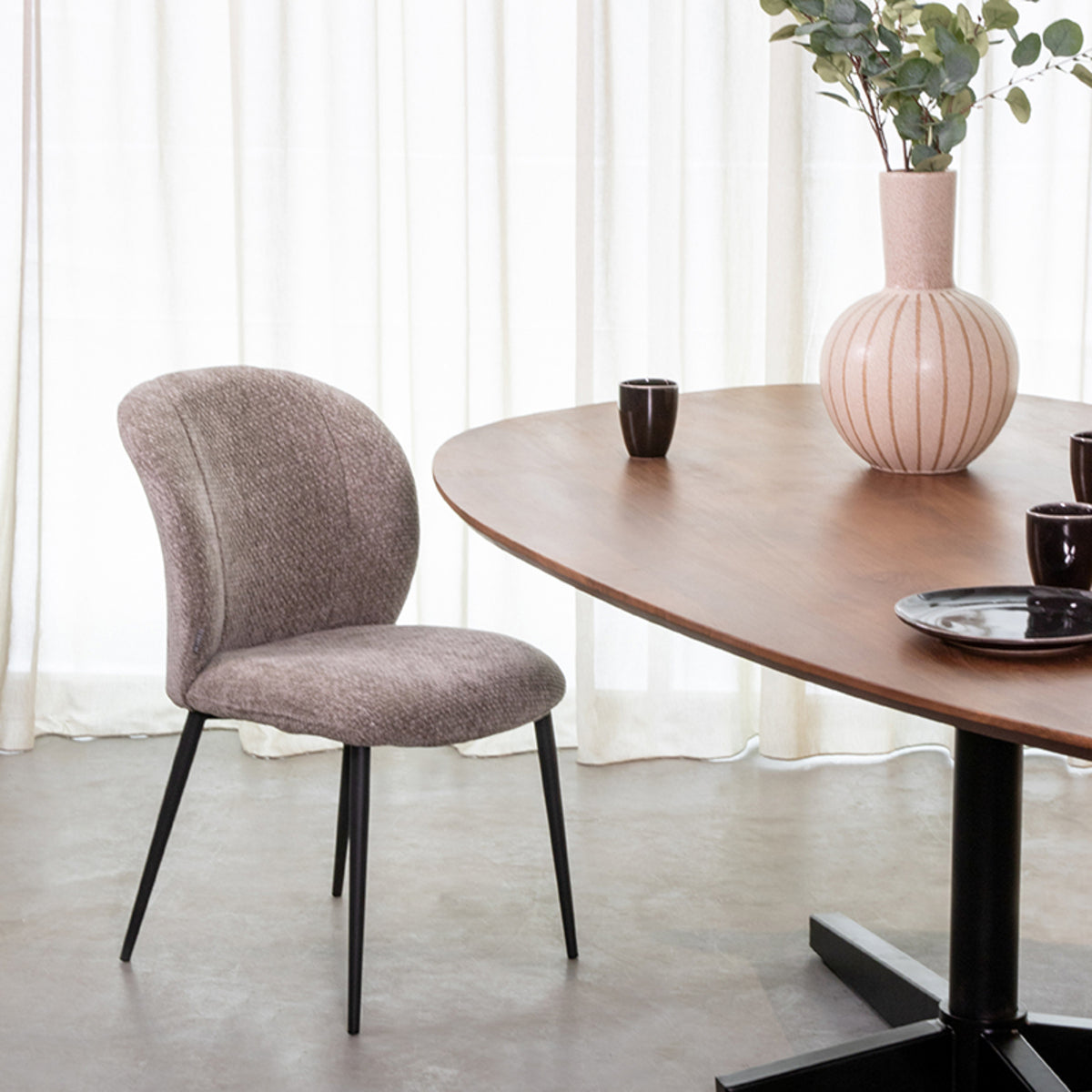 LABEL51 Eetkamerstoel Vino - Stone - Elite - Zwart Metalen