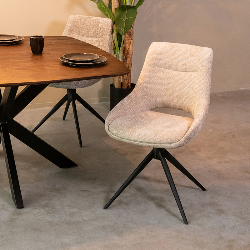 LABEL51 Eetkamerstoel Marlow - Clay - Elite - Zwart Metalen