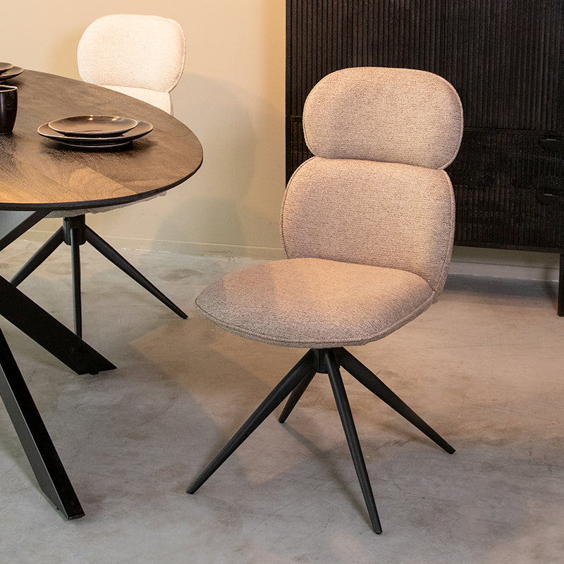 LABEL51 Eetkamerstoel Finn - Mushroom - Royal Boucle - Zwart