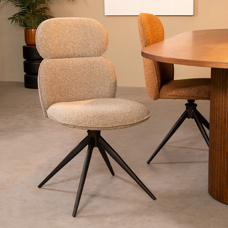 LABEL51 Eetkamerstoel Finn - Mushroom - Royal Boucle - Zwart