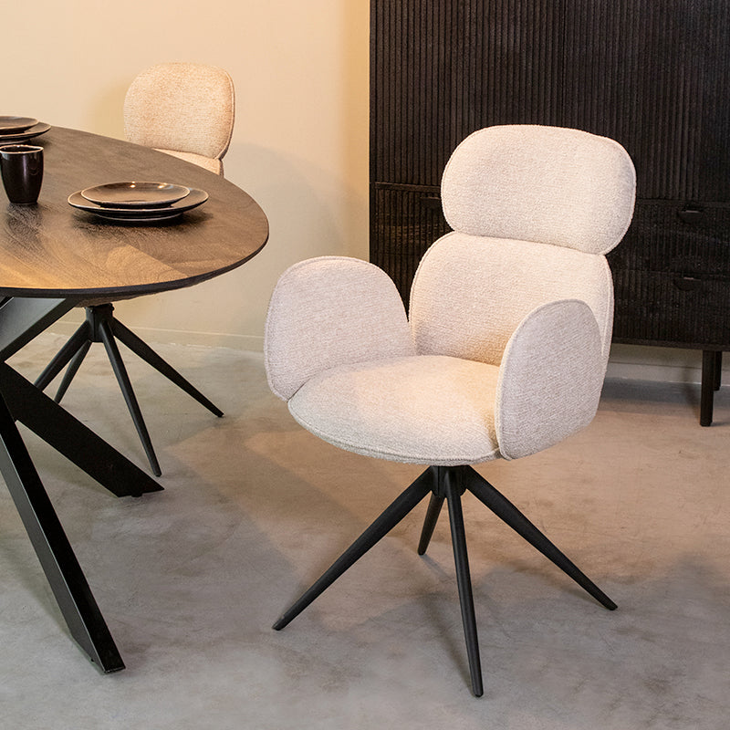 LABEL51 Eetkamerstoel Vidar - Naturel - Royal Boucle - Zwart