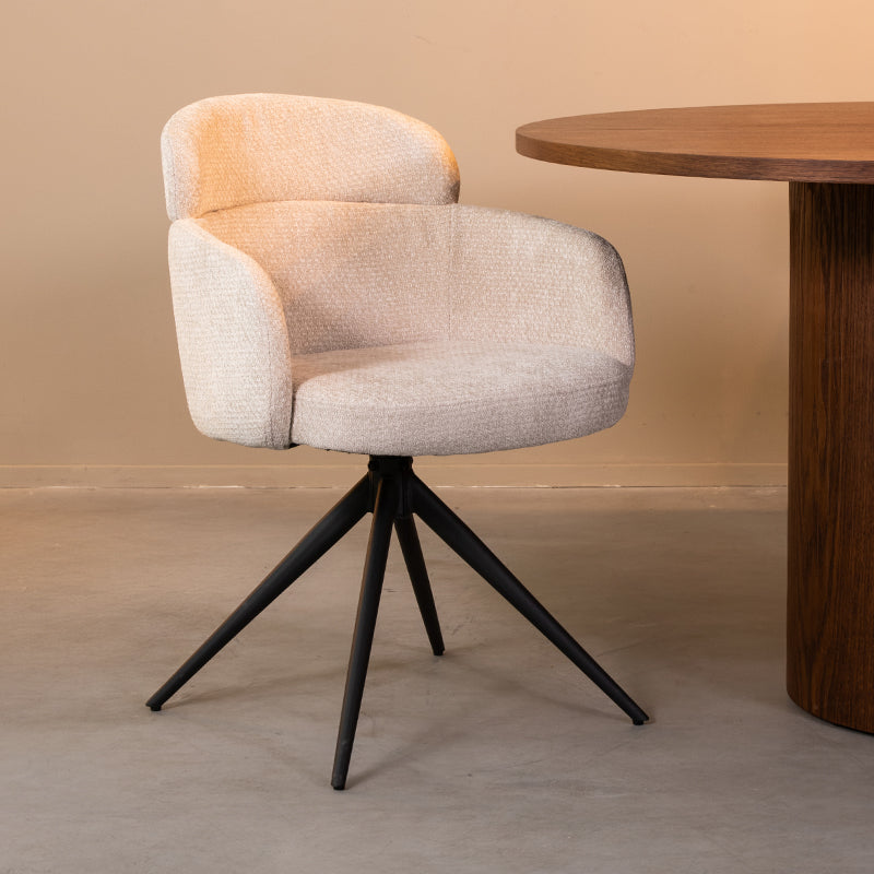 LABEL51 Eetkamerstoel Levi - Naturel - Elite - Zwart Metalen