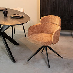 LABEL51 Eetkamerstoel Levi - Cognac - Elite - Zwart Metalen