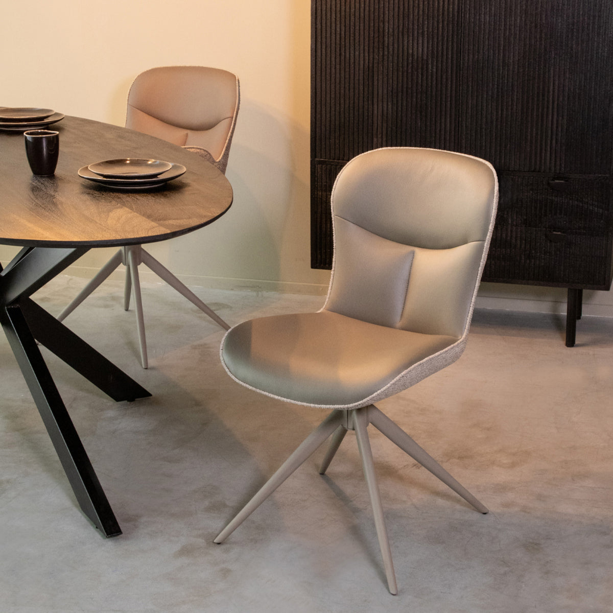 LABEL51 Eetkamerstoel Thorben - Forest - Microvezel - Taupe