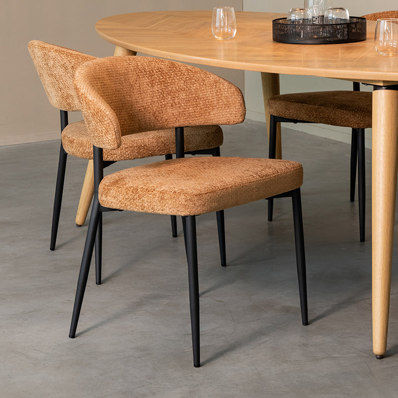 LABEL51 Eetkamerstoel Bliss - Cognac - Elite - Zwart Metalen