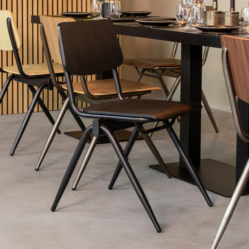 LABEL51 Eetkamerstoel Solid - Zwart - Hout - Zwart Metalen